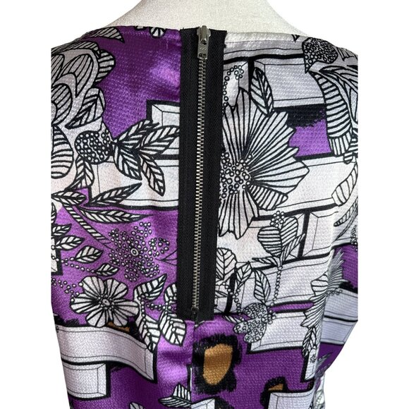 Olivia Rubin London Blouse Size 10 Purple Black Floral Print S/S Lined Satiny EU - Picture 4 of 8